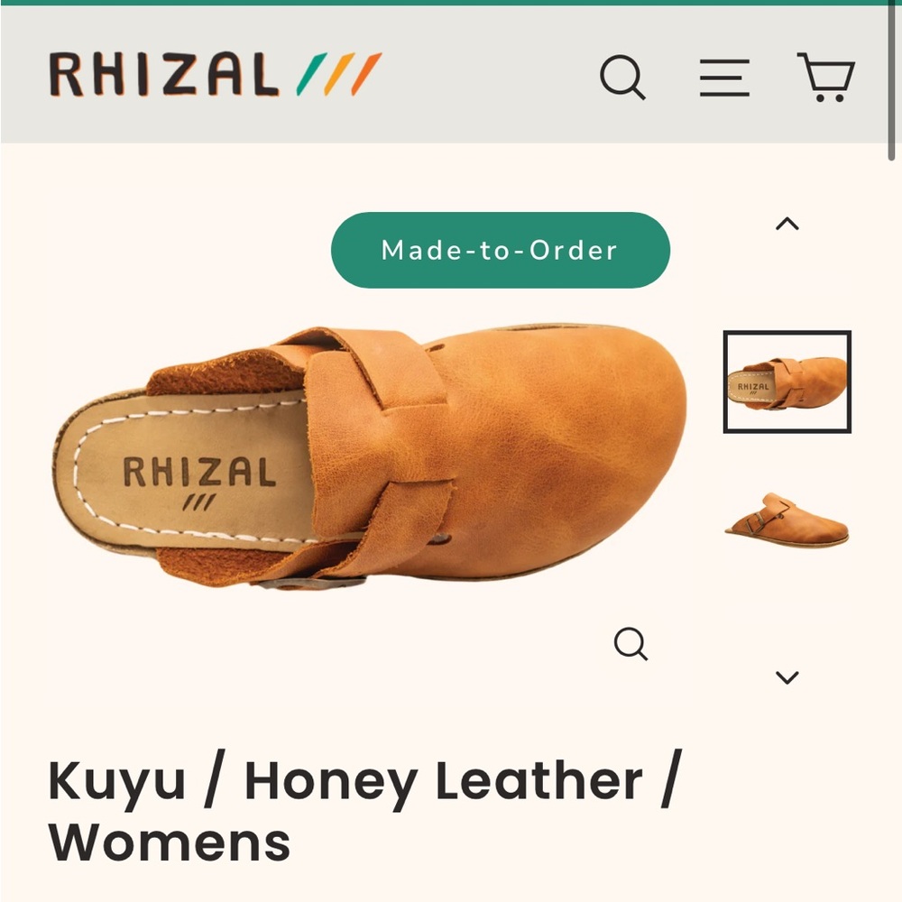 Grounding Barefoot Rhizal Kuyu Honey Leather Womens Shoes Clogs - Picture 3 of 7